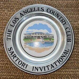 Los Angeles Country Club Pewter Plate Sartori Invitational Golf Trophy Wilton